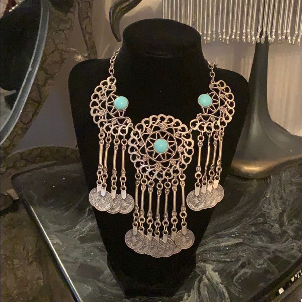 Turkish Belly Dance Boho Coin Necklace